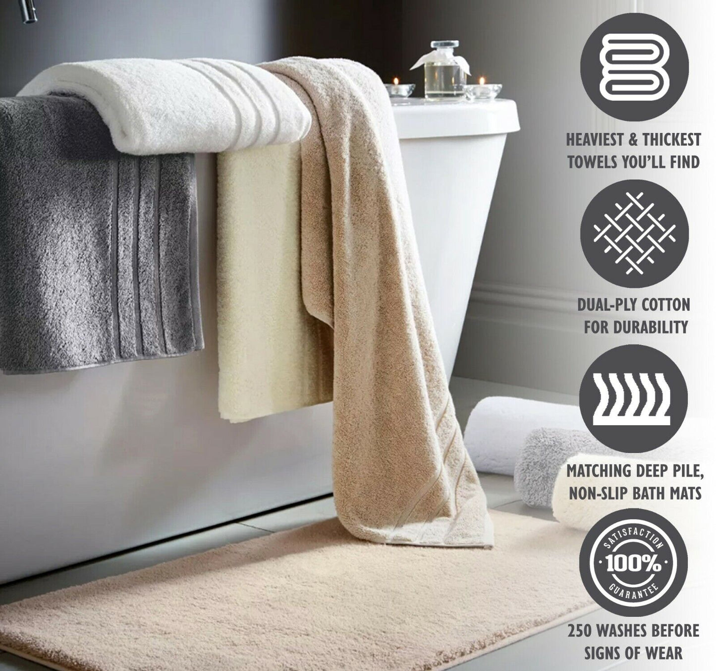 Hotel Premium Hand Bath Towels Sheet Heavyweight 800Gsm Luxury Soft Thick Towel