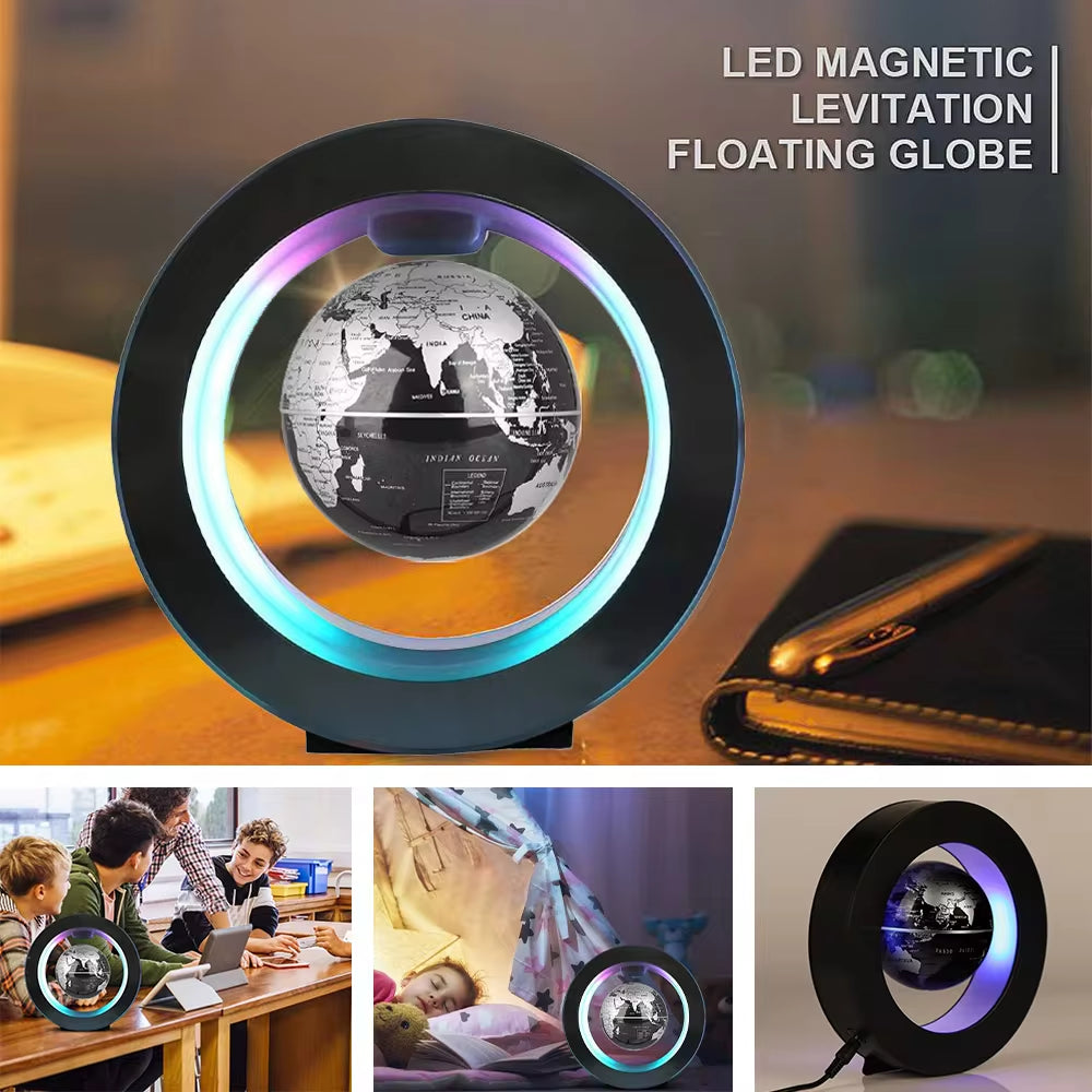 Magnetic Levitation Globe with LED Lighting - Rotating World Map Floating Lamp for Bedside Decor and Unique Gift Idea