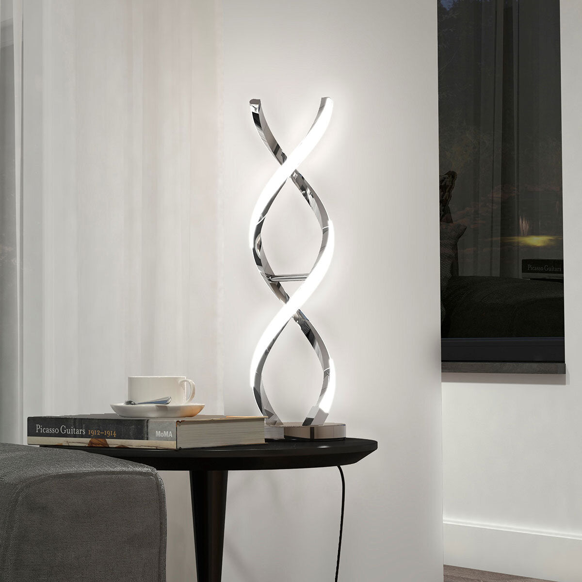 Chrome Swirl LED Table Lamp