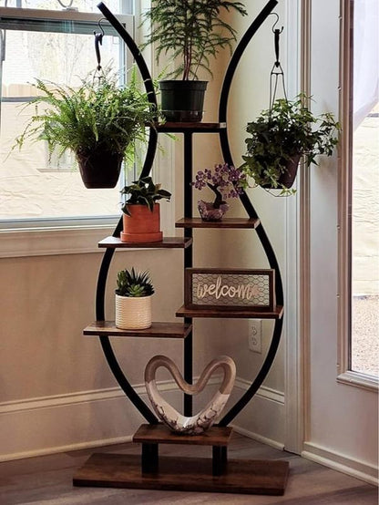 Stylish Plant Stand Indoor Tall Plant Shelf Metal Tiered Hanging Shelf Organiser Rack