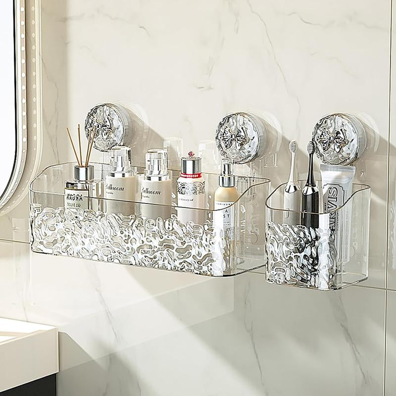 Light Luxury Glacier Pattern Suction Cup Shower Dispenser and Soap Organizer Corner Caddy