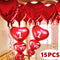 Heart-Shaped Balloons for Valentine's Day - Romantic 15-Piece Decoration Set for Anniversaries and Proposals, 33" Red Balloons