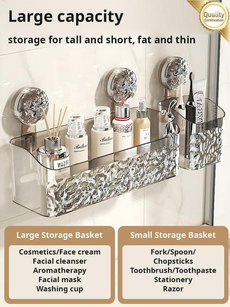 Light Luxury Glacier Pattern Suction Cup Shower Dispenser and Soap Organizer Corner Caddy