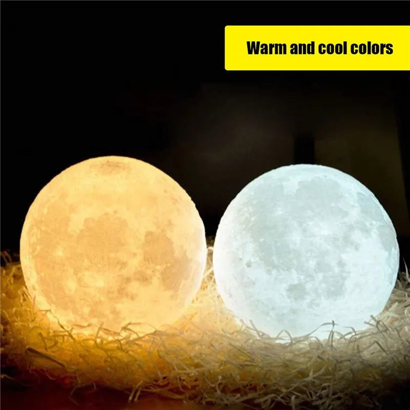 LED Night Light Rechargeable 3D Print Moon Lamp Touch Moon Lamp Children Night Lamp Table Lamp Home Bedroom Decor Birthday Gifts