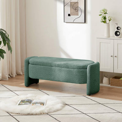 Nicbex Ottoman Oval Storage Bench with Large Storage Space for the Living Room, Entryway and Bedroom 3D Lamb Fleece Fabric Bench