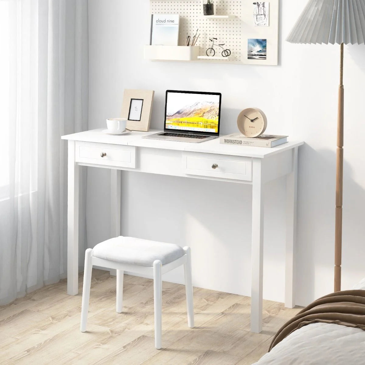 Vanity Desk with Flip Top Mirror and Drawers for Studying Working Writing