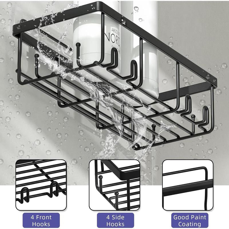 Shower Caddy 6 Count,Toilet Paper Holder,Soap Holder,Toothbrush Holder,No Drilling,13 in Large Capacity,Adhesive Shower Organizer for Bathroom Storage&Kitchen(Black)