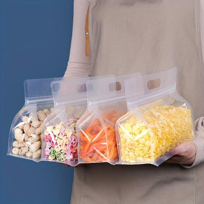 Clear Portable Food Storage Bag with Handle, 10Pcs Reusable Leakproof Food Storage Bag, Food Storage Containers, Party Favor Treat Bag, Kitchen Organizer, Kitchen Accessories & Utensils, 2024 Fall for Gift, 2024 Kitchen Gadgets